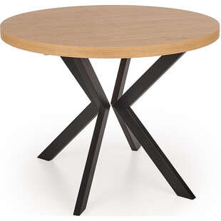 Stół okrągły rozkładany loft Peroni 100cm dąb złoty / czarny Halmar