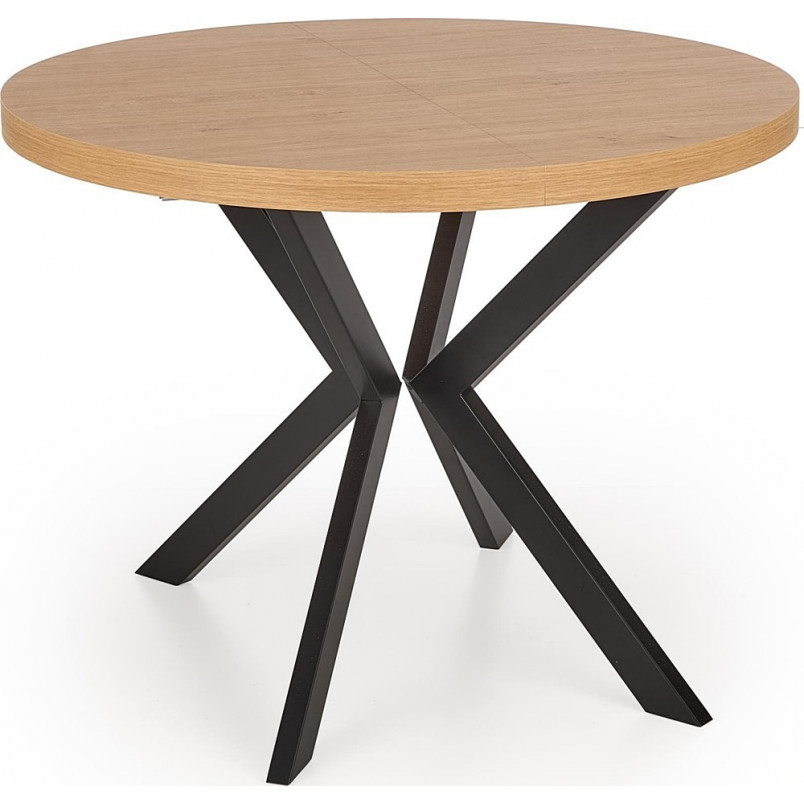 Stół okrągły rozkładany loft Peroni 100cm dąb złoty / czarny Halmar
