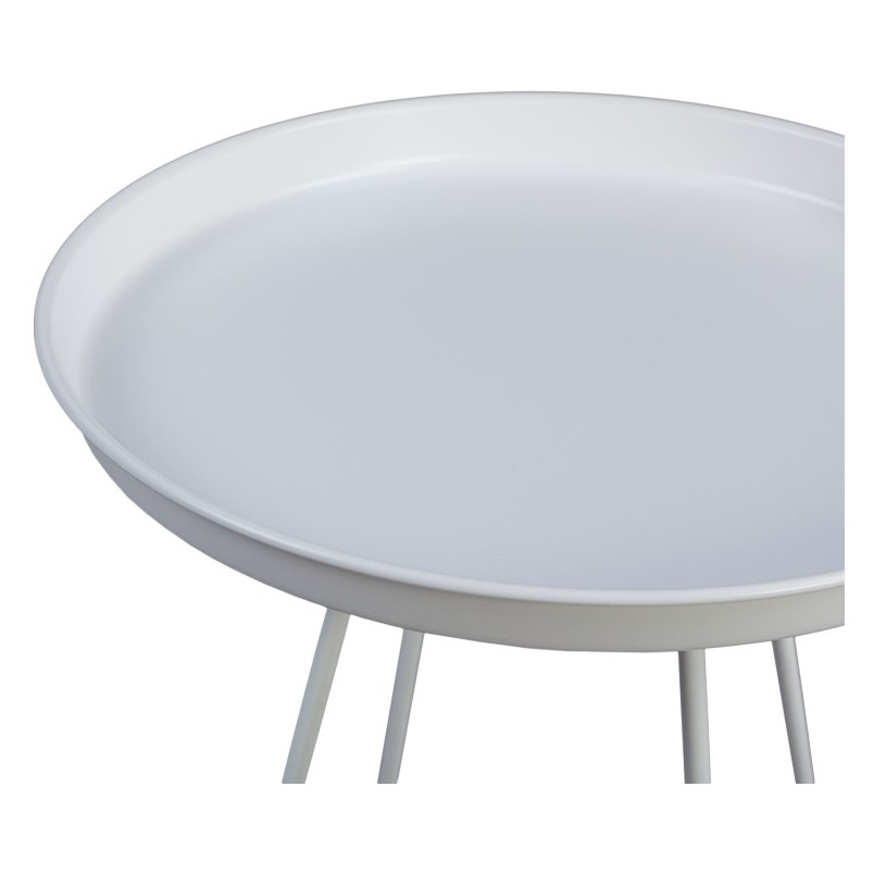 Okrągły stolik metalowy z tacą Rod 50cm biały Nordifra