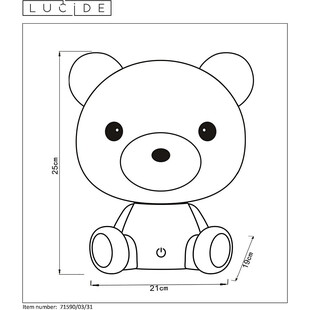 Lampa dziecięca stołowa Dodo Bear biała Lucide