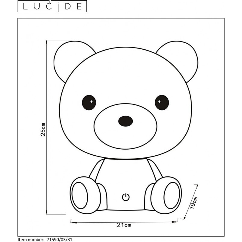 Lampa dziecięca stołowa Dodo Bear biała Lucide