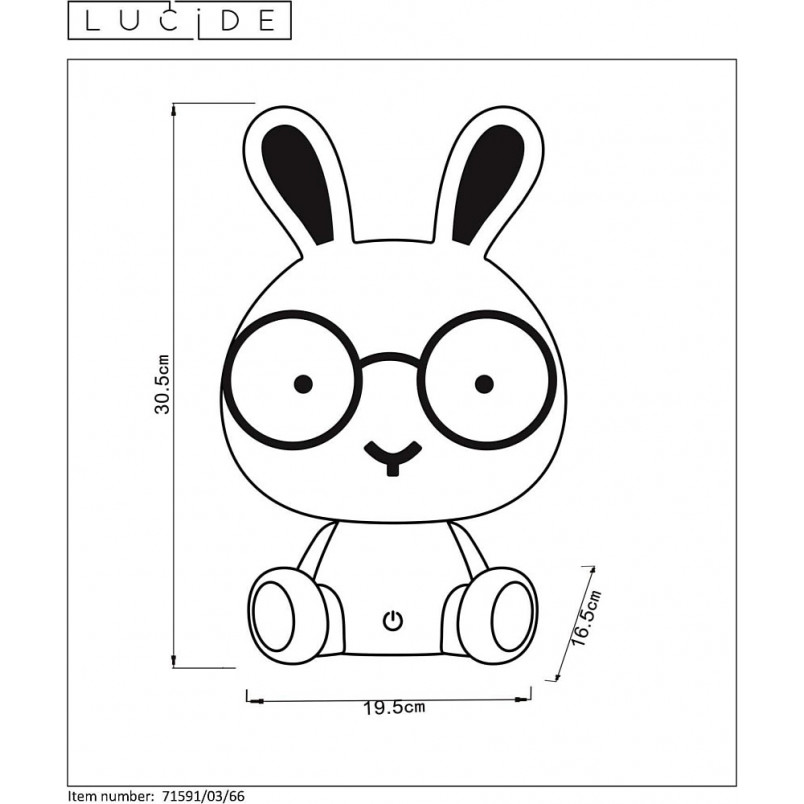 Lampa dziecięca stołowa Dodo Rabbit różowa Lucide