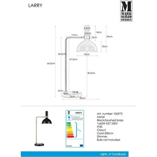 Lampa biurkowa Larry Gold 19cm czarna Markslojd