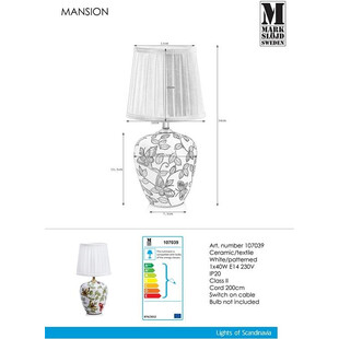 Lampa stołowa ceramiczna Mansion 16cm biała Markslojd