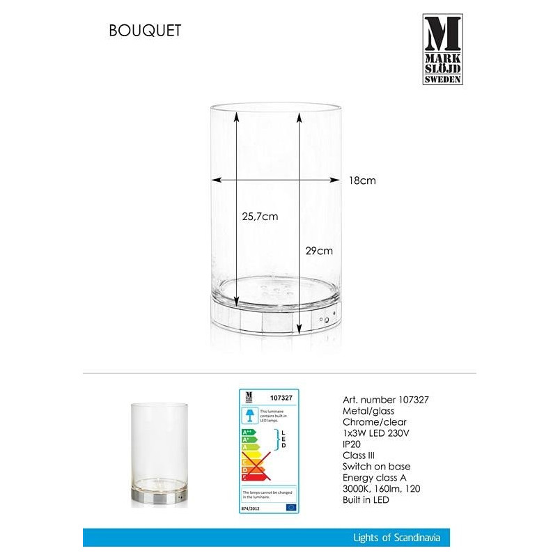 Lampa stołowa szklana Bouquet LED 29cm przeźroczysta Markslojd