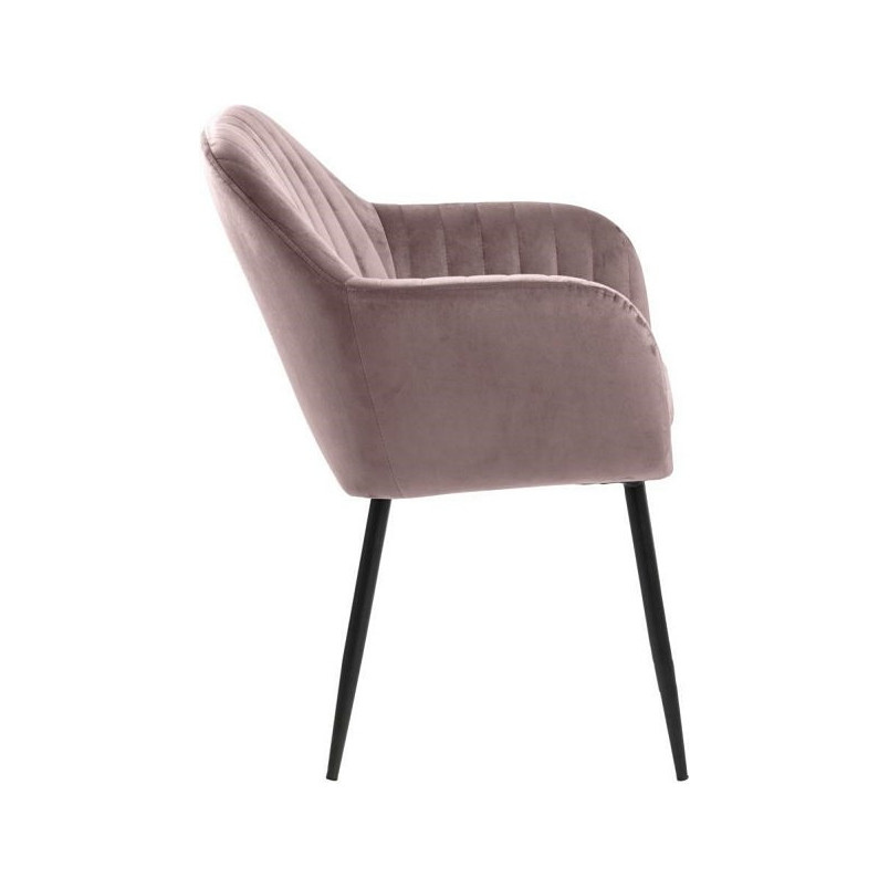Krzesło welurowe z podłokietnikami Emilia Velvet Black Różowe Actona