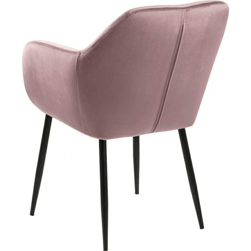 Krzesło welurowe z podłokietnikami Emilia Velvet Black Różowe Actona