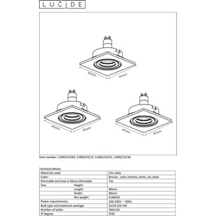 Lampa Spot Focus LED (zestaw) Kwadratowy Led Biała marki Lucide
