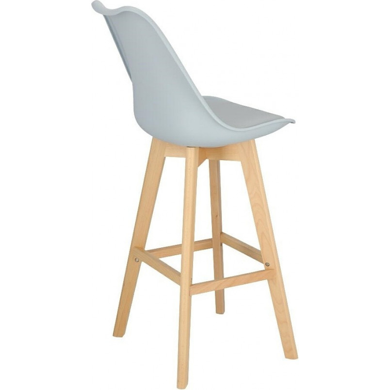Krzesło barowe skandynawskie z drewnianymi nogami Norden Wood High 80cm Jasnoszare Intesi