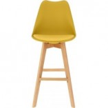 Krzesło barowe skandynawskie z drewnianymi nogami Norden Wood High 80cm Żółte Intesi
