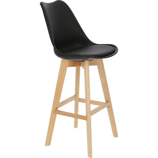 Krzesło barowe skandynawskie z drewnianymi nogami Norden Wood High 80cm Czarne Intesi