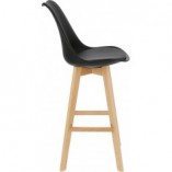 Krzesło barowe skandynawskie z drewnianymi nogami Norden Wood High 80cm Czarne Intesi