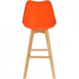 Krzesło barowe skandynawskie z drewnianymi nogami Norden Wood High 80cm Pomarańczowe Intesi