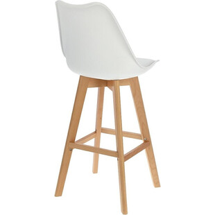 Krzesło barowe skandynawskie z drewnianymi nogami Norden Wood High 80cm Białe Intesi