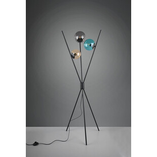 Lampa podłogowa szklana z kulami Lance multikolor / czarny mat Trio