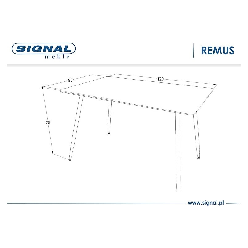 Stół prostokątny Remus 120x80cm dąb / czarny Signal