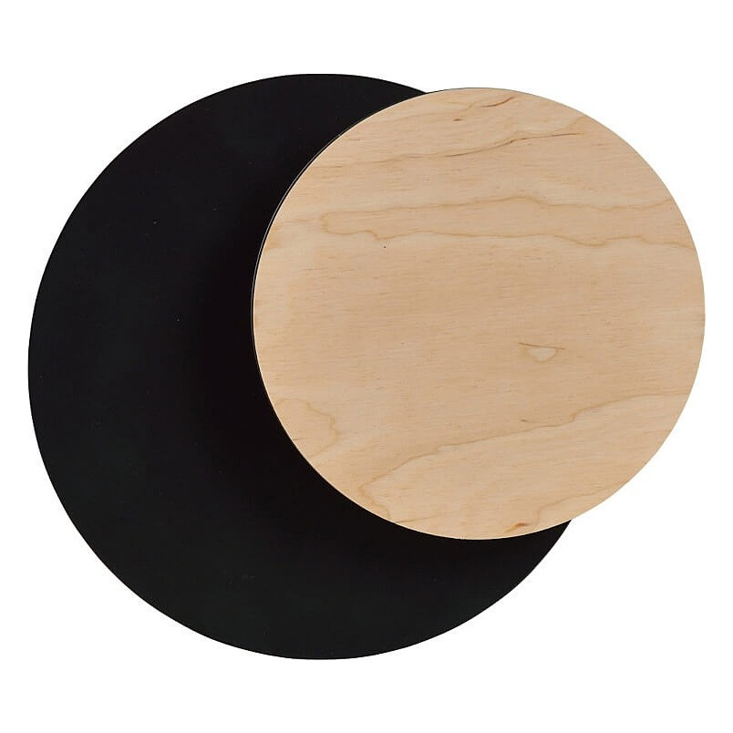 Kinkiet okrągły ze sklejki Circle 20cm drewniano-czarny Emibig