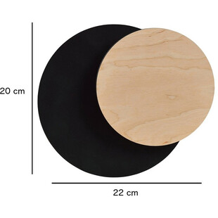 Kinkiet okrągły ze sklejki Circle 20cm drewniano-czarny Emibig