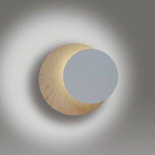 Kinkiet okrągły ze sklejki Circle 20cm biało-drewniany Emibig