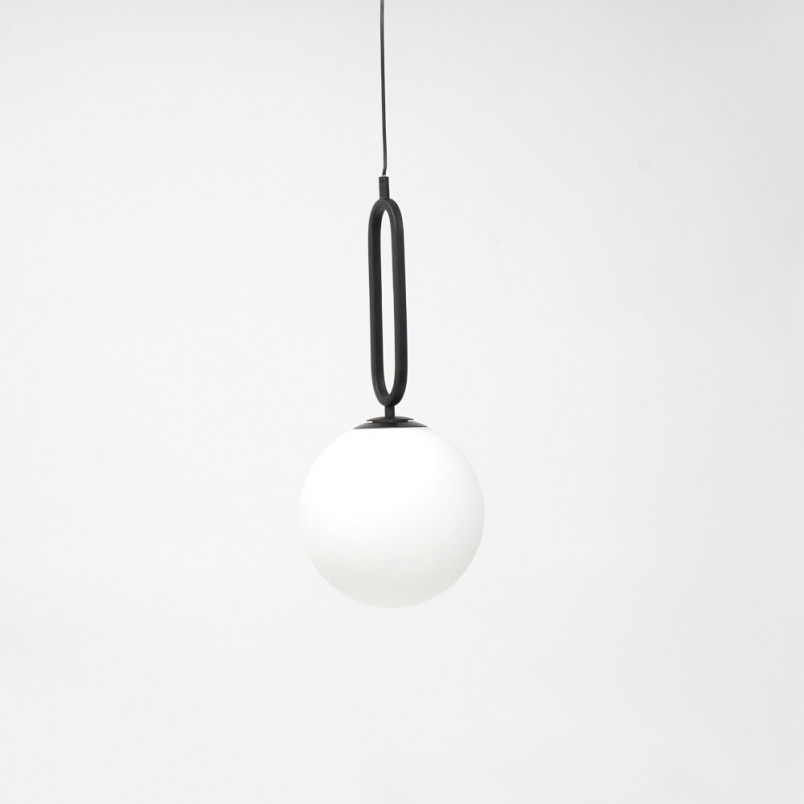[OUTLET] Lampa wisząca szklana kula designerska Bullet 25 biało-czarna