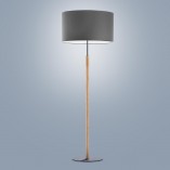 Lampa podłogowa drewniana z dużym abażurem Deva grafitowa TK Lighting