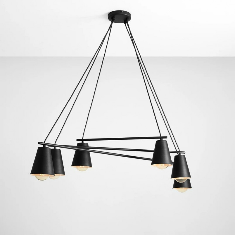 Lampa sufitowa loft 6 punktowa Arte 111cm czarna Aldex