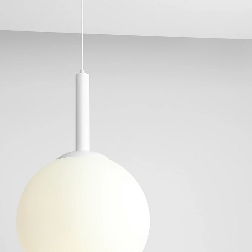 Lampa wisząca szklana kula Bosso White 40cm biała Aldex