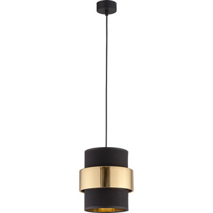Lampa wisząca tuba z abażurem Calisto 20 czarno-złota marki TKLighting