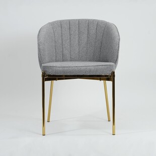 Krzesło tapicerowane na złotych nogach Prado szary/złoty marki Signal