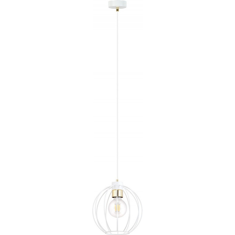 Lampa wisząca druciana kula Gino I 18cm biały / złoty Emibig