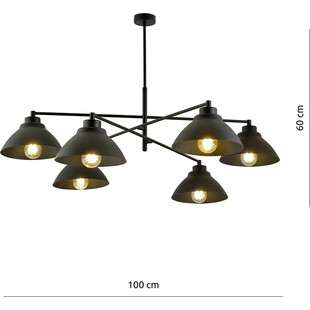Lampa sufitowa 6 punktowa loft Maveric 100cm czarna Emibig