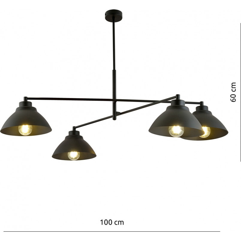 Lampa sufitowa 4 punktowa loft Maveric 100cm czarna Emibig