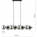 Lampa wisząca szklane kule Rory VIII 115cm grafit / czarny Emibig