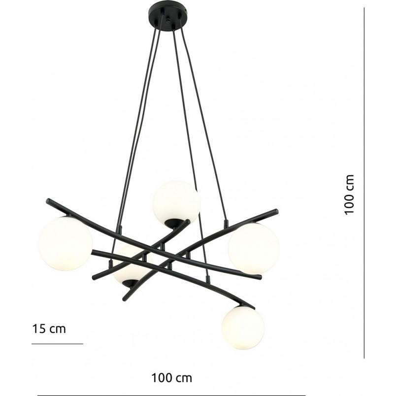 Lampa wisząca szklane kule nowoczesne Essa V 100cm opal / czarny Emibig