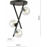 Lampa sufitowa designerska szklane kule River III 30cm przeźroczysty / czarny Emibig