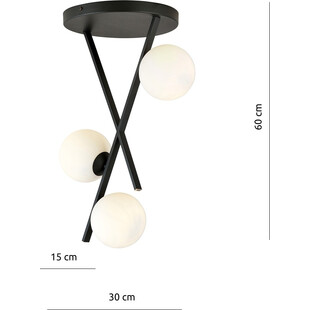 Lampa sufitowa designerska szklane kule River III 30cm opal / czarny Emibig