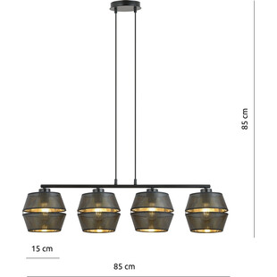 Lampa wisząca ażurowa Malia IV 100cm czarny / złoty Emibig
