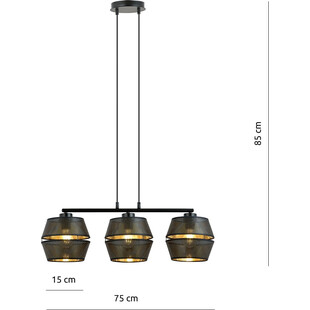Lampa wisząca ażurowa Malia III 75cm czarny / złoty Emibig