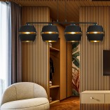 Lampa wisząca nowoczesna z abażurami Piano IV 100cm czarny / złoty Emibig