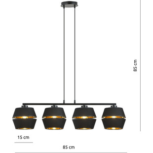 Lampa wisząca nowoczesna z abażurami Piano IV 100cm czarny / złoty Emibig