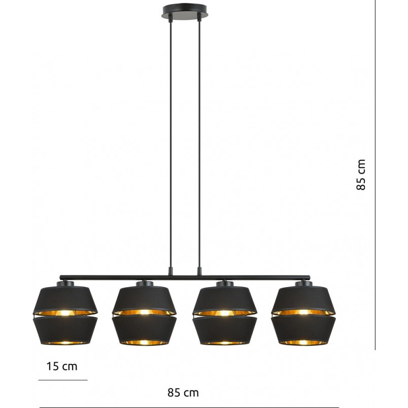 Lampa wisząca nowoczesna z abażurami Piano IV 100cm czarny / złoty Emibig