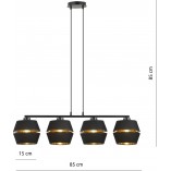 Lampa wisząca nowoczesna z abażurami Piano IV 100cm czarny / złoty Emibig