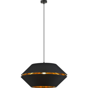 Lampa wisząca nowoczesna z abażurem Piano 42cm czarny / złoty Emibig