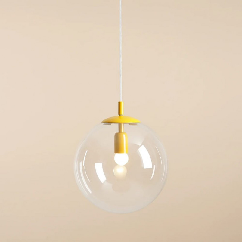 Lampa wisząca szklana kula Globe 30cm przeźroczysty / mustard Aldex