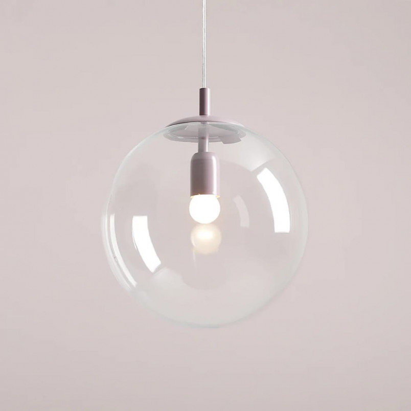 Lampa wisząca szklana kula Globe 30cm przeźroczysty / lilac Aldex