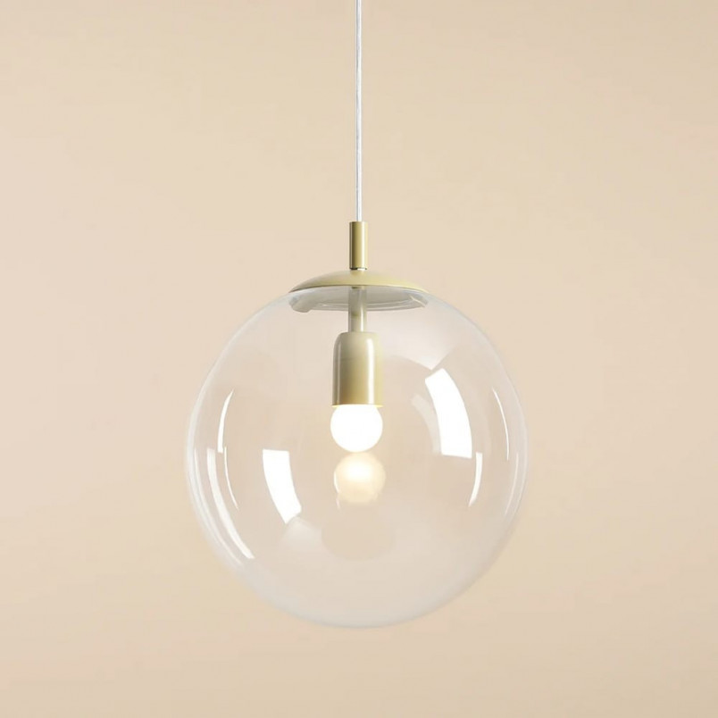 Lampa wisząca szklana kula Globe 30cm przeźroczysty / pistachio Aldex