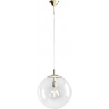Lampa wisząca szklana kula Globus Gold 30cm przeźroczysty / złoty Aldex