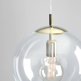 Lampa wisząca szklana kula Globus Gold 30cm przeźroczysty / złoty Aldex