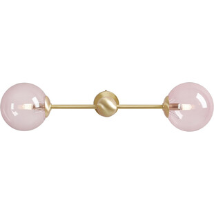 Kinkiet 2 szklane kule Pearl Pink Brass 59cm różowo-mosiężny Aldex