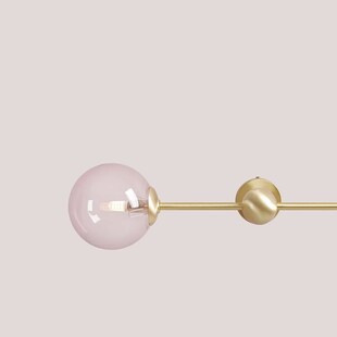Kinkiet 2 szklane kule Pearl Pink Brass 59cm różowo-mosiężny Aldex